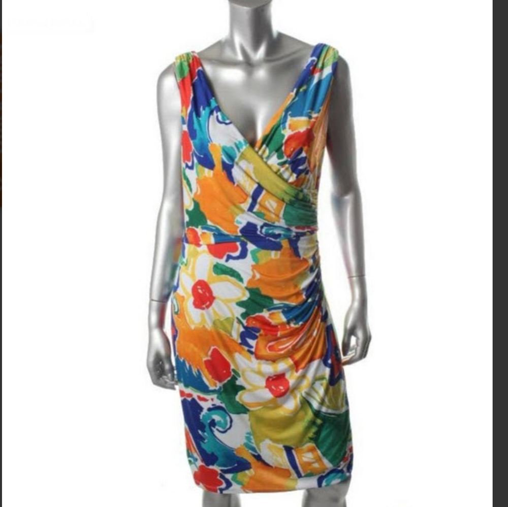 Ralph Lauren $𝟏𝟑𝟒 𝐑𝐞𝐭𝐚𝐢𝐥 Sleeveless Floral Dress Size 12 New